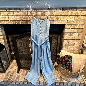 Tencel jumper, smock top with belt, denim, size Medium, EUC